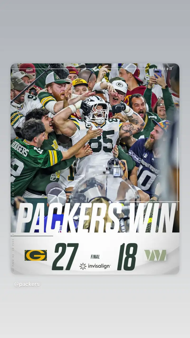 开云体育网站-强势崛起！萨姆-豪瑟晒图庆祝NFL绿湾包装工队取胜